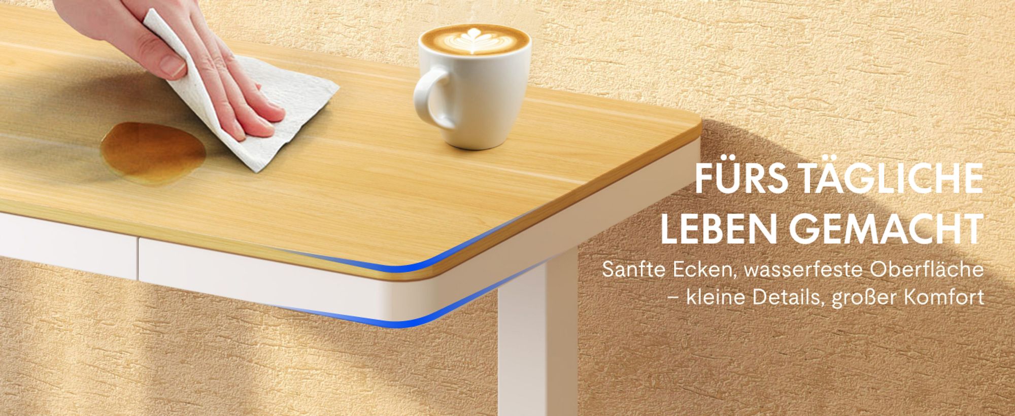 FLEXISPOT Q3 Höhenverstellbarer Schreibtisch  Elektrisch mit Schublade, USB-C, 4 Speicherplätzen, Antikollisionsschutz, LED-Display 120x60cm (Ahorn)