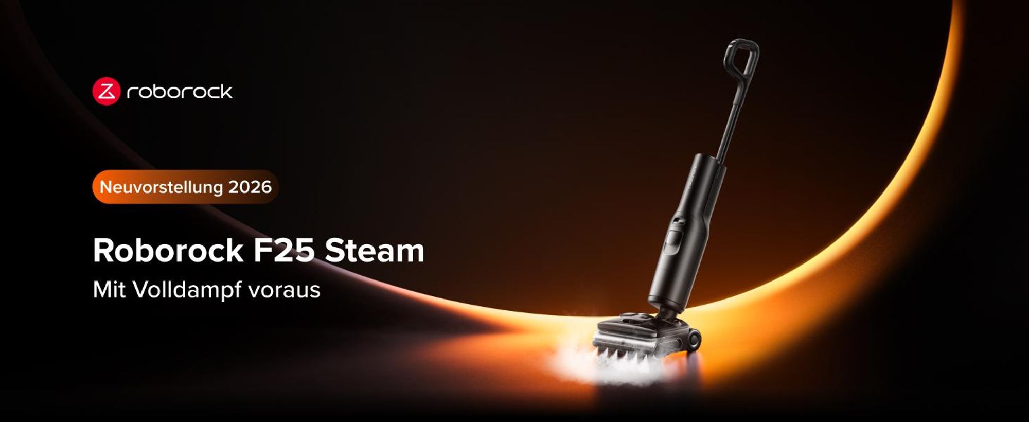Roborock F25 Steam Nass Trockensauger mit Dampf, 180 °C Dampfmopp, 25.000Pa Saugkraft, Hochtemperatur-Selbstreinigung mit 95 °C, 180° Flaches Design