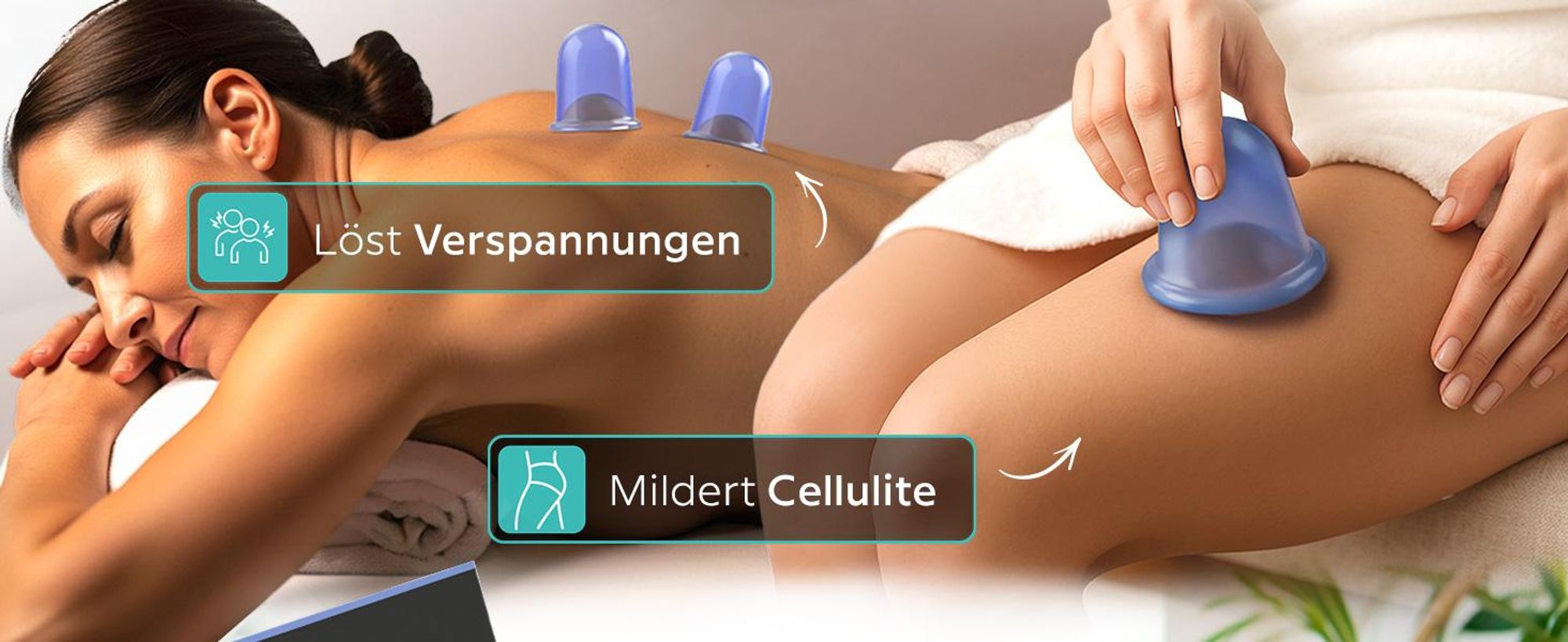 Kurglas Schröpfset Silikon mit e-Book & DERMATEST Note 1 – Schröpfgläser [2 Stk.] – Effektives Schröpfen mit Faszienschaber – BPA freies Schröpfglas