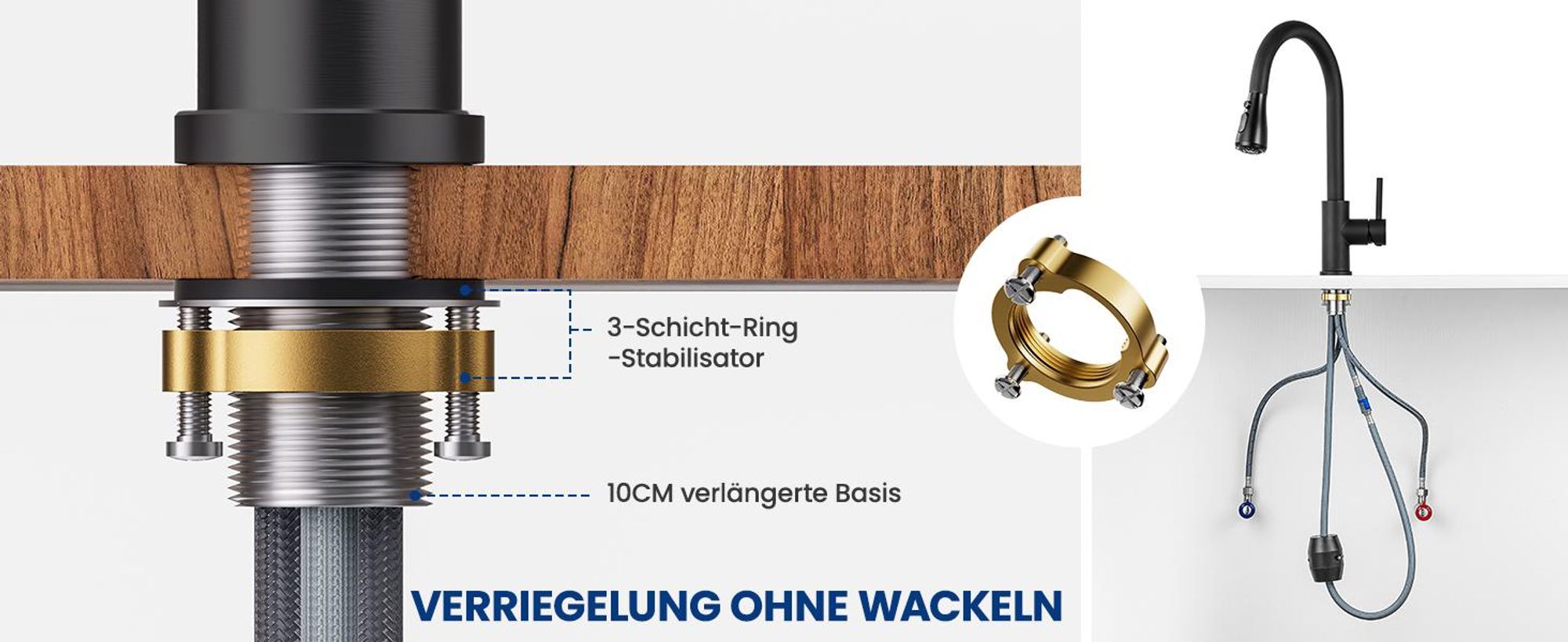 Wasserhahn Küche Ausziehbar mit Brause, 360° Drehbar Hoher Auslauf Küchenarmatur Schwarz, 304 Edelstahl Spültischarmatur, Cecipa MAX, DVGW
