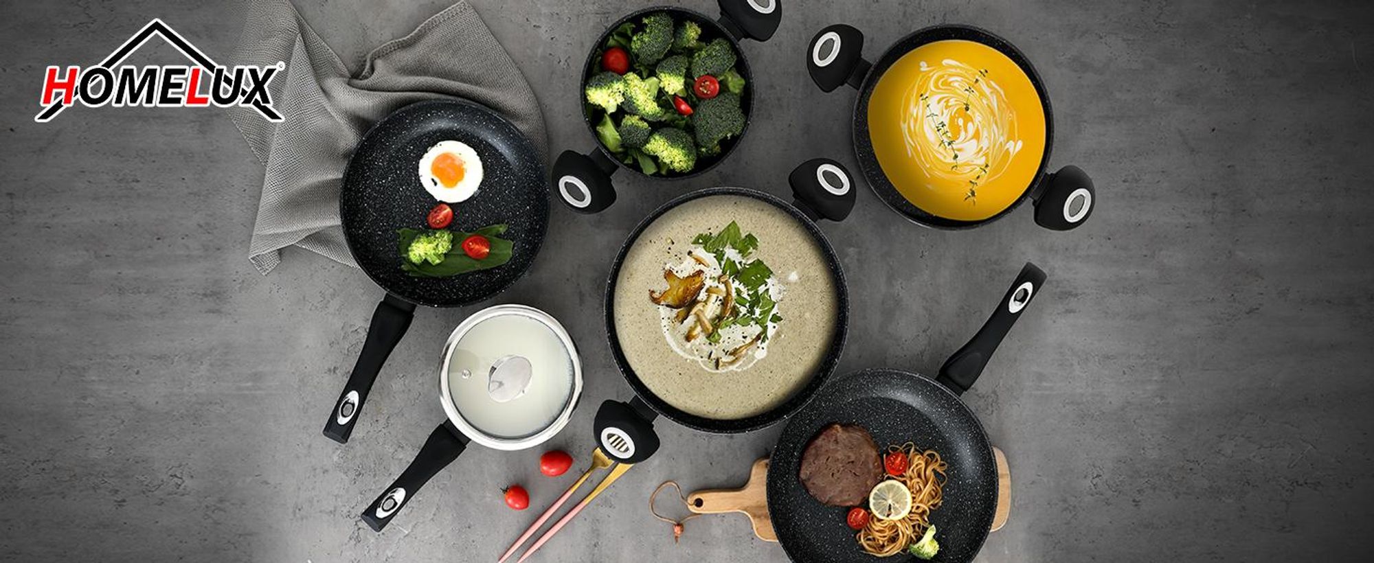HOMELUX 15-Teilig Topfset Kochtopfset Antihaft Topfset Induktion Töpfe, Spülmaschinenfest, Induktions Kochtöpfe Set Töpfe mit Deckel-Schwarz