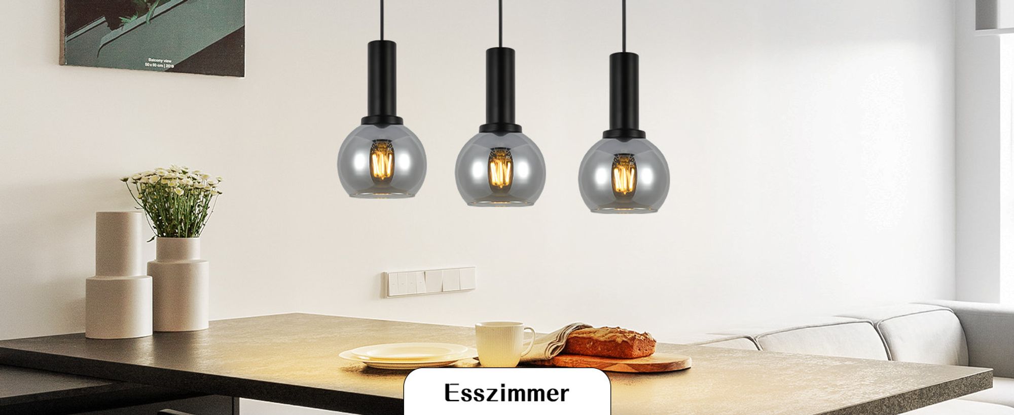 ZMH Hängelampe Wohnzimmer Pendelleuchte Glas 3 Flammig Hängeleuchte Vintage Esszimmerlampe Hängend E27 Pendellampe Esszimmerlampe Höhenverstellbar für Schlafzimmer Arbeitszimmer(ohne Leuchtmittel)