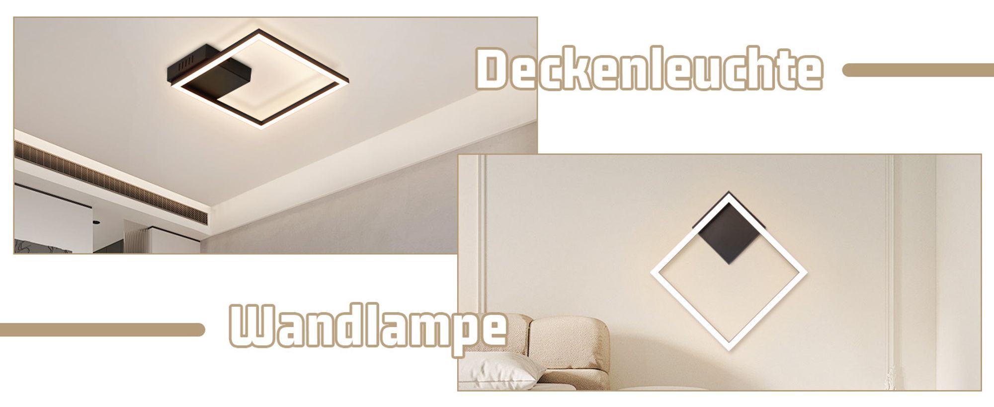 ZMH Deckenleuchte LED Deckenlampe Warmweiß Schlafzimmerlampe Schwarz Küchenlampe Modern Design 3000K 12W Quadratisch Flurlampe Deckenbeleuchtung