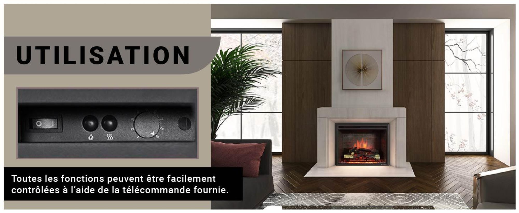 Cheminée électrique BALDERIA Calida 33 - Cheminée encastrable - Noir