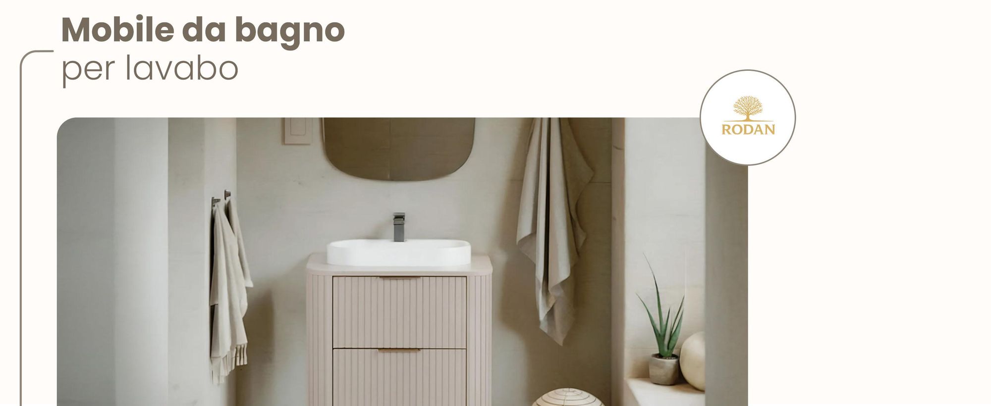 Mobile da bagno 60 CM Beige Mat MDF 2 cassetti