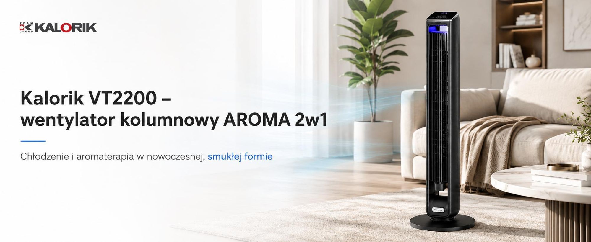 Wentylator Kolumnowy Stojący Podłogowy Wiatrak Aromaterapia Cichy Mocny 55W Vt2200