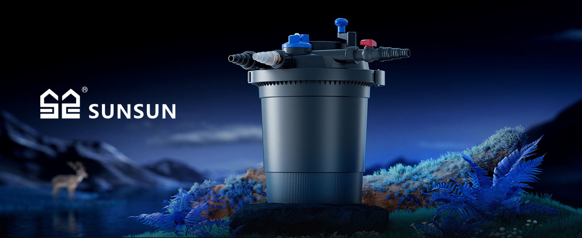 SunSun CPF-10000 Druckteichfilter 10.000 l/h / 11 W UVC Einheit, Teichdruckfilter für Teiche bis 12.000 Liter, Teichklärer, Filteranlage