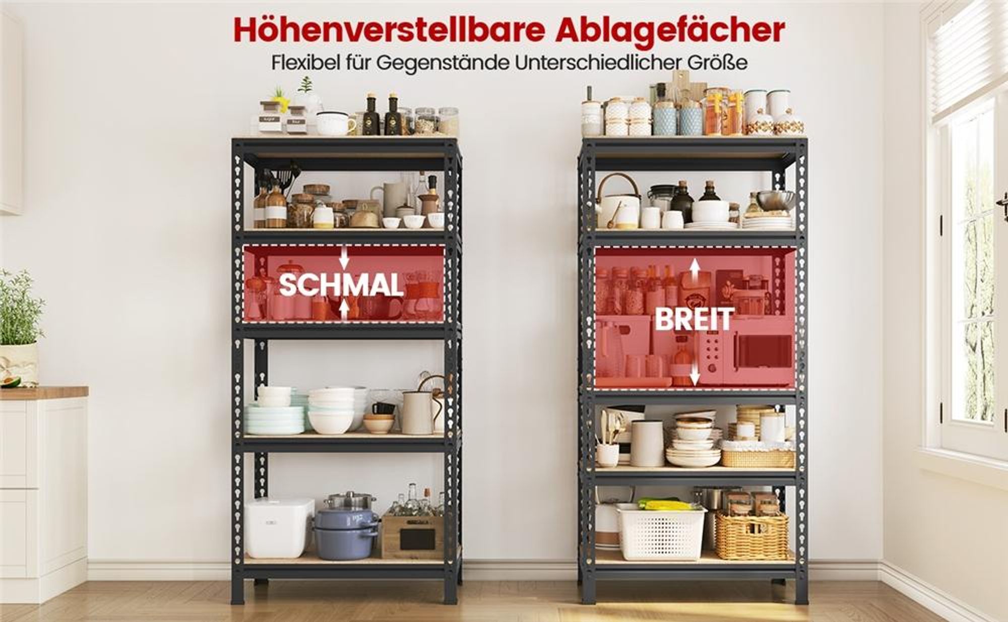Yaheetech Schwerlastregal 150x70x30cm, max. 560 kg, 5 höhenverstellbare MDF-Böden, Lagerregal, Schwarz