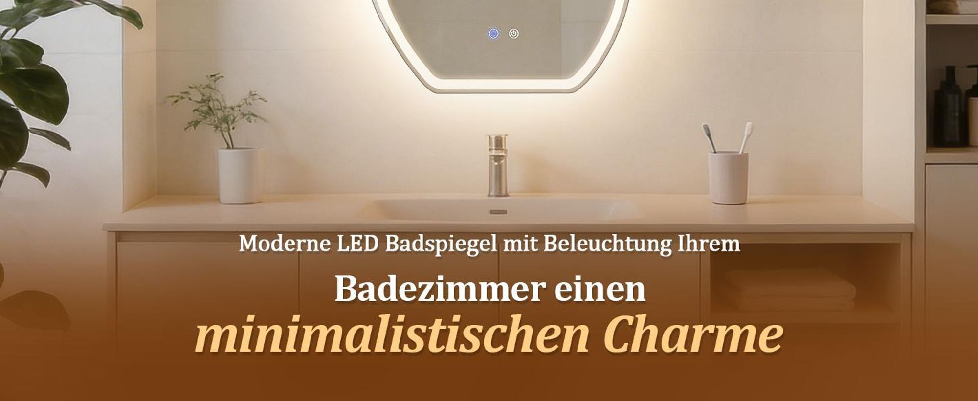 Miroir de salle de bain ZMH avec éclairage asymétrique à LED, 50 x 70 cm, miroir mural, interrupteur tactile, fonction anti-buée, lumière 3000 K et 6500 K, intensité réglable