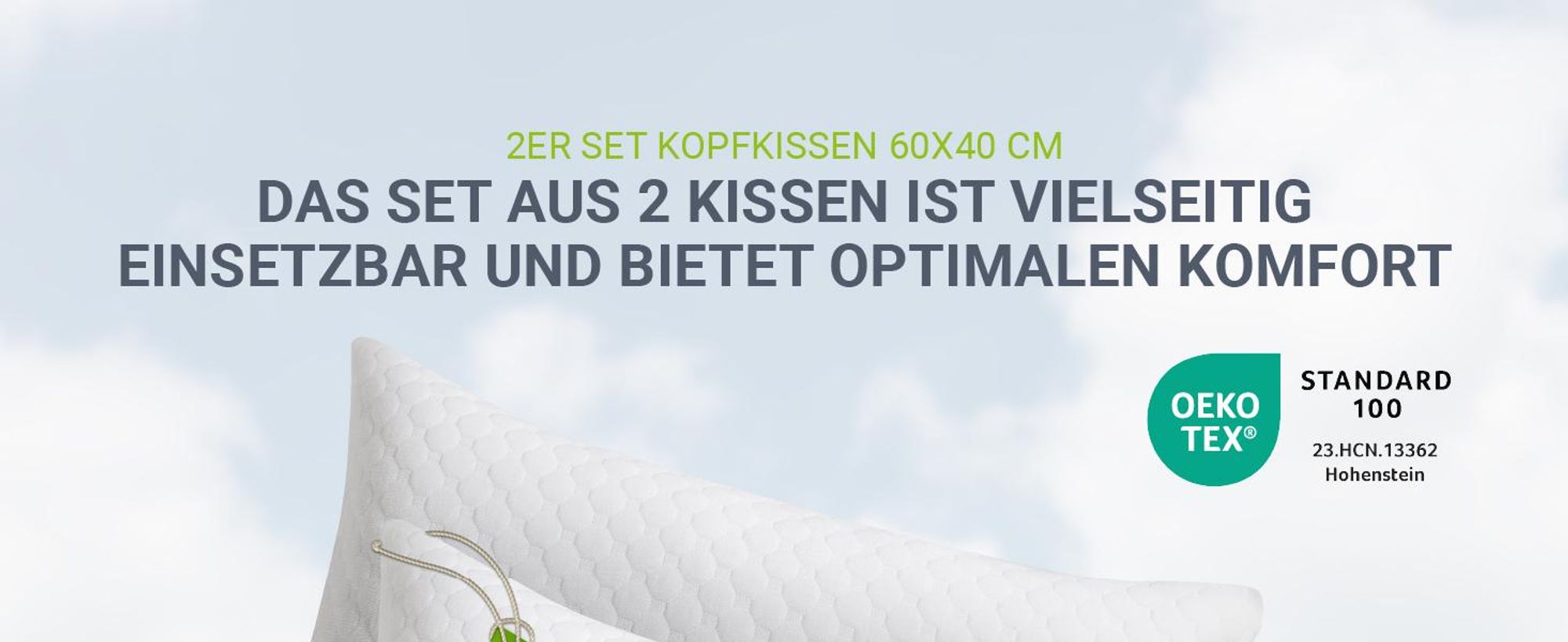 Juskys Kissen 40x60 cm für Bett - 2er Set Kopfkissen mit Memory-Foam Füllung - Weiß
