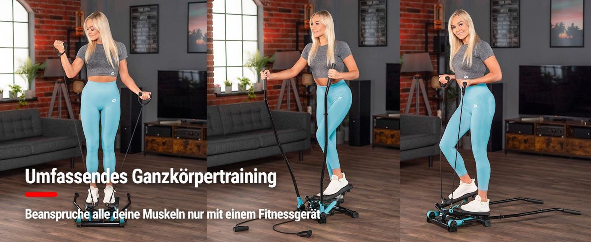 Hop-Sport Swing Stepper Fitnessapparaat HS-045S Slim - Volledige Lichaamstraining met Up-Down en Side-to-Side Bewegingen - Compacte Stepper met Trainingscomputer - Ideaal voor Thuisgebruik - Blauw