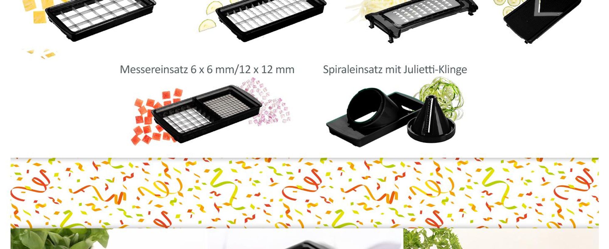 Genius Nicer Dicer Plus Gemüseschneider 17-tlg Jubiläums-Edition – Gemüsehobel Reibe mit 1.5L Auffangbehälter mit Deckel, Spiralschneider