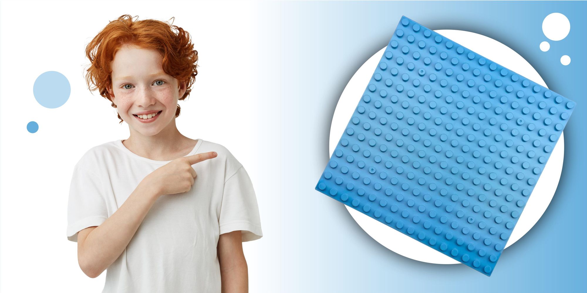 Bauplatte 16x16 große Noppen, Grundplatte kompatibel mit gängigen Bausteinen, 25,5 x 25,5 cm, EVI KIDS, Blau