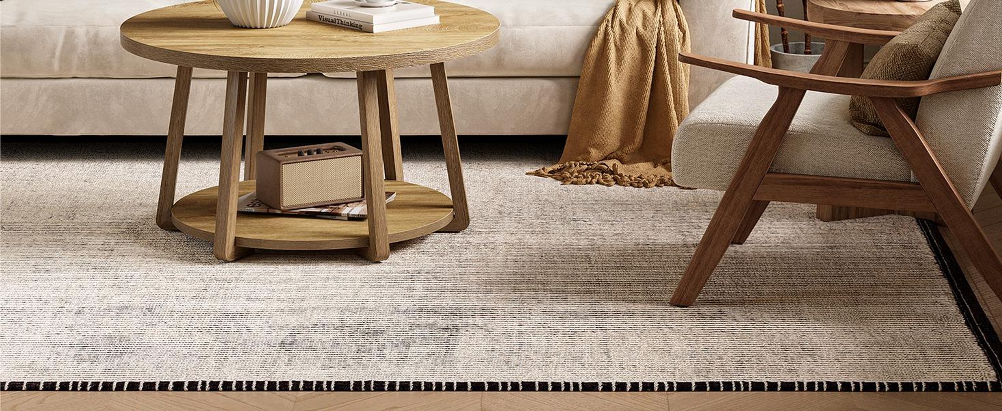 Tribesigns Runder Couchtisch, 2-stufiger Mitteltisch mit Stauraum, Holzbeine, 80 cm x 50 cm, einfache Montage, für Wohnzimmer, Schlafzimmer