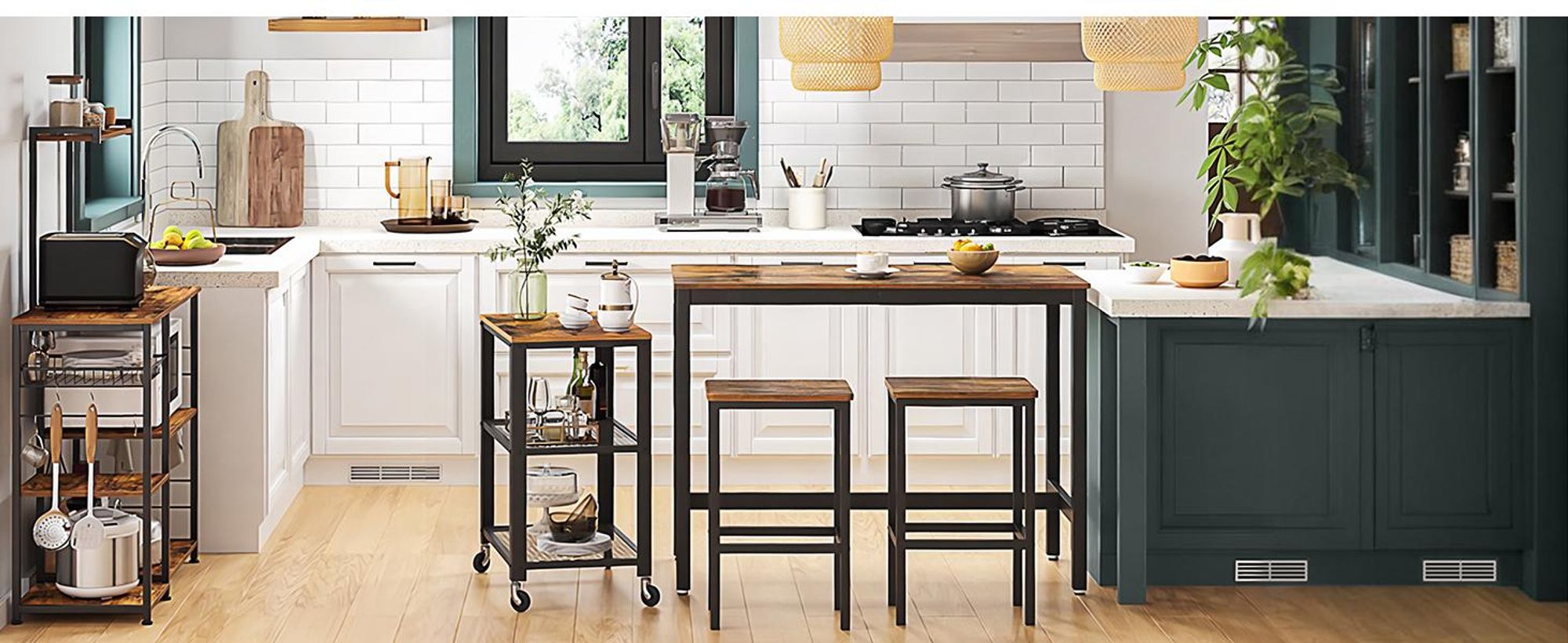 VASAGLE Barhocker Barstühle (Set, 2 St., 2er), bis 120kg belastbar