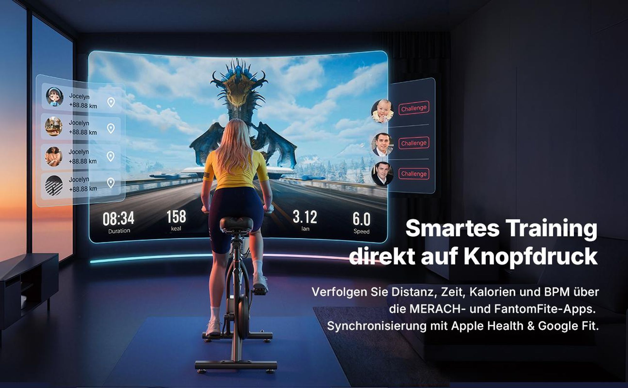 Heimtrainer für Zuhause, Fitnessbike mit LCD-Display bis 158 KG, bequeme und leise, verstellbarer magnetischer Widerstand, Heimfitness