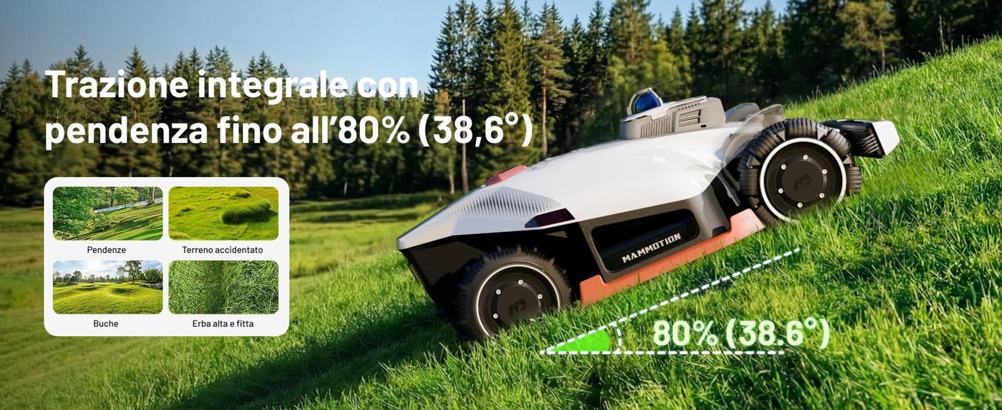 Robot tosaerba Mammotion LUBA 3 AWD 3000 con garage, senza cavo perimetrale, fino a 3000m², trazione integrale, mappatura auto,pendenza 80%, 4G, APP