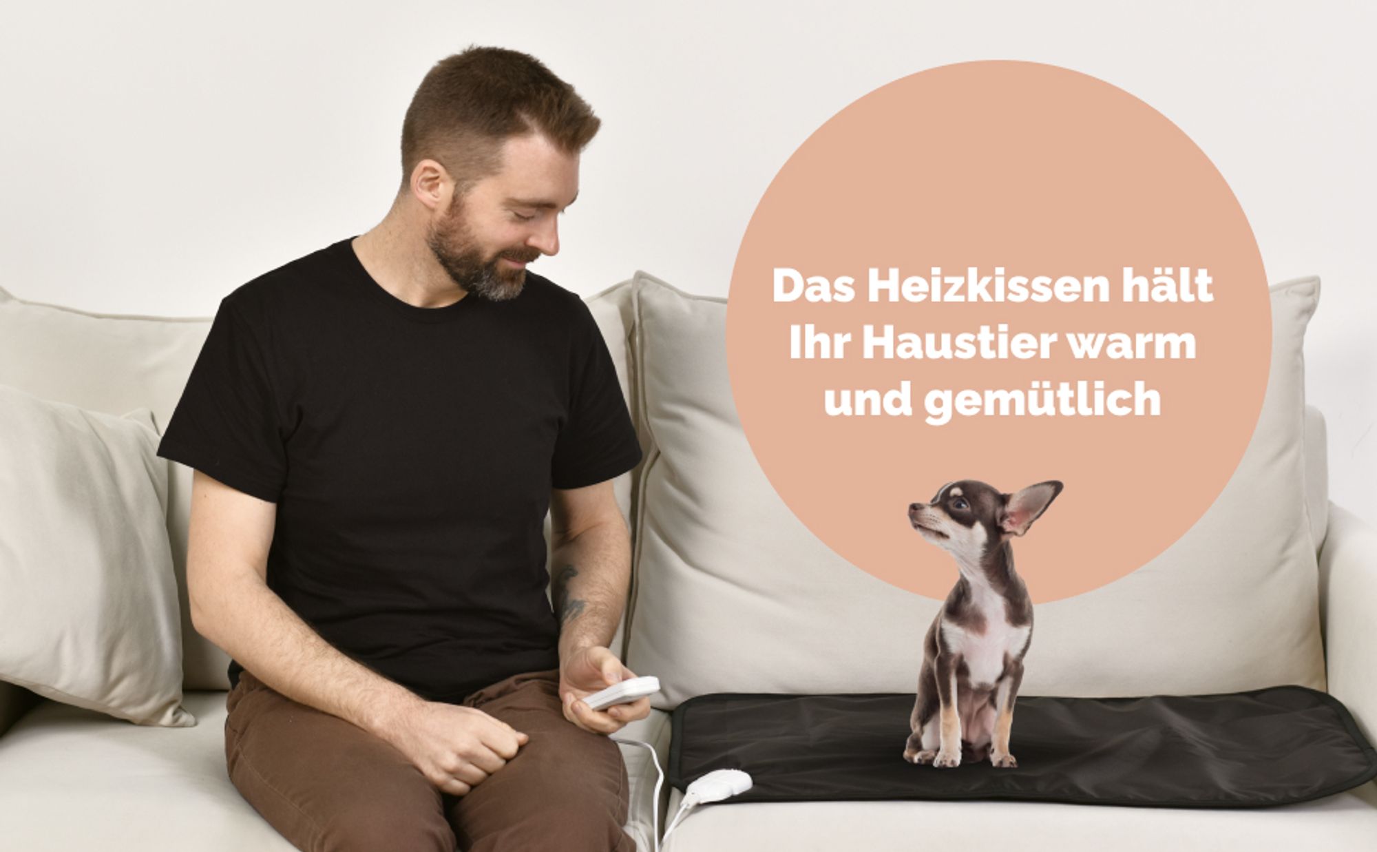 Heizkissen für Hunde, Katzen, Haustiere, 50 x 80 cm, ECOSAPIENS MIMI HOT, Schwarz