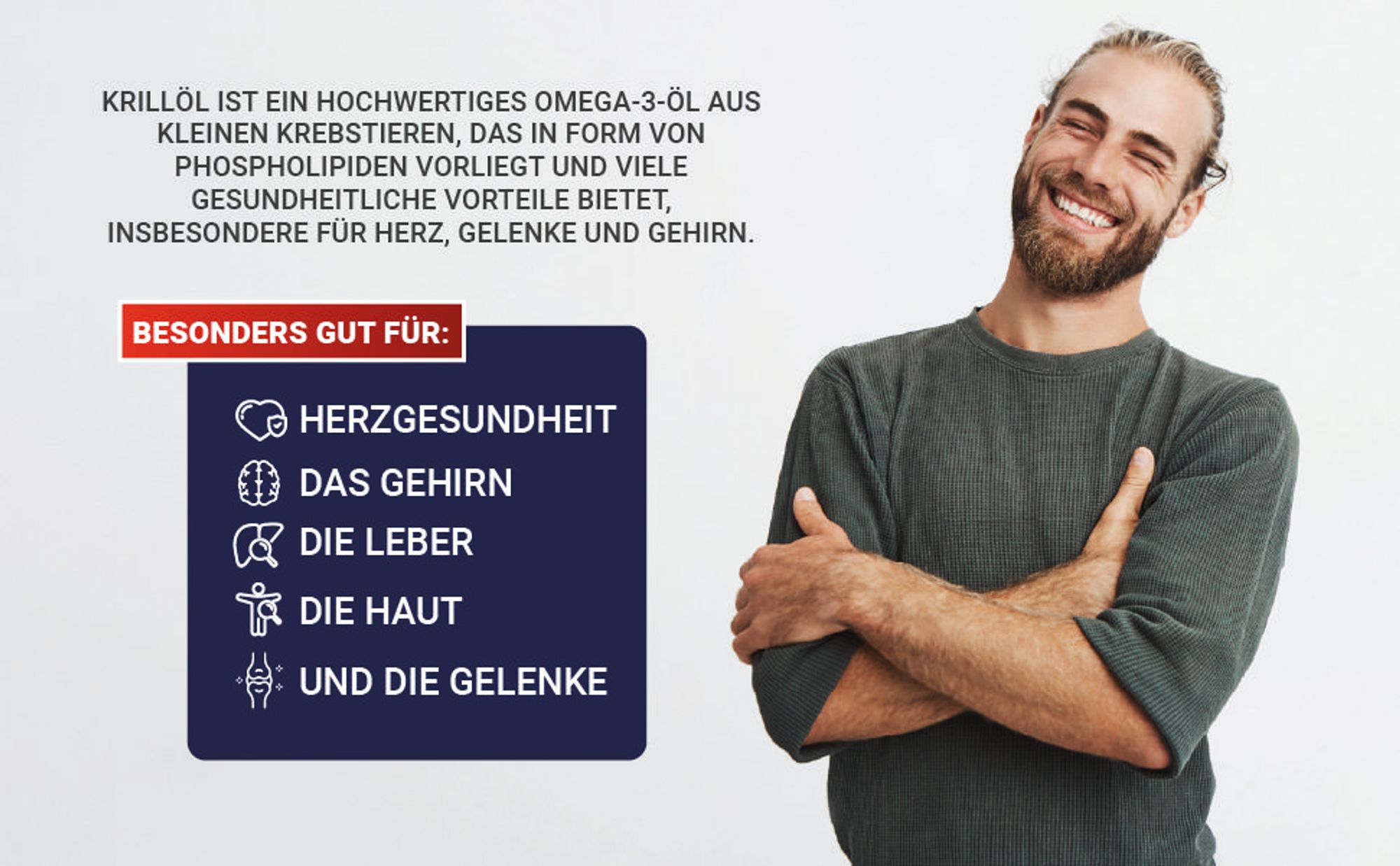 Saint Nutrition® Krillöl – Omega 3 - Astaxanthin – Entzündungen reduzieren – kann bei Arthrose helfen – Krill Öl – Nahrungsergänzungsmittel – Kapseln