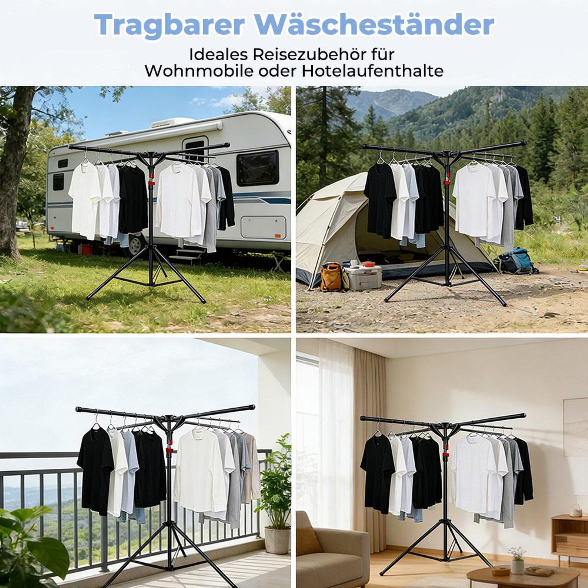 Wäscheständer Wäschetrockner Faltbar Kleiderständer 4 Kleiderstange Platzsparend