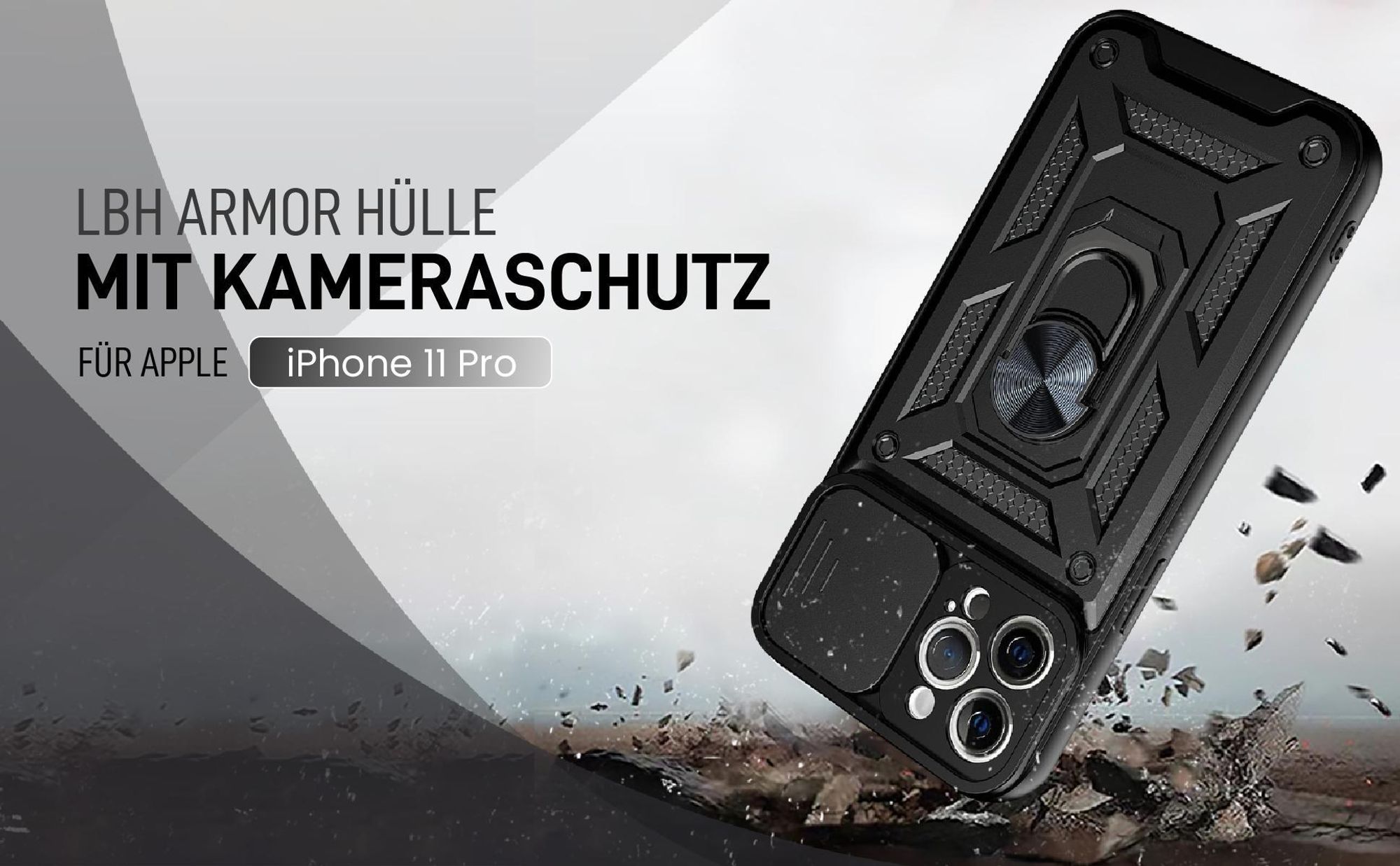 Schwarze Outdoorhülle mit Kameraschutz für Apple iPhone 11 Pro