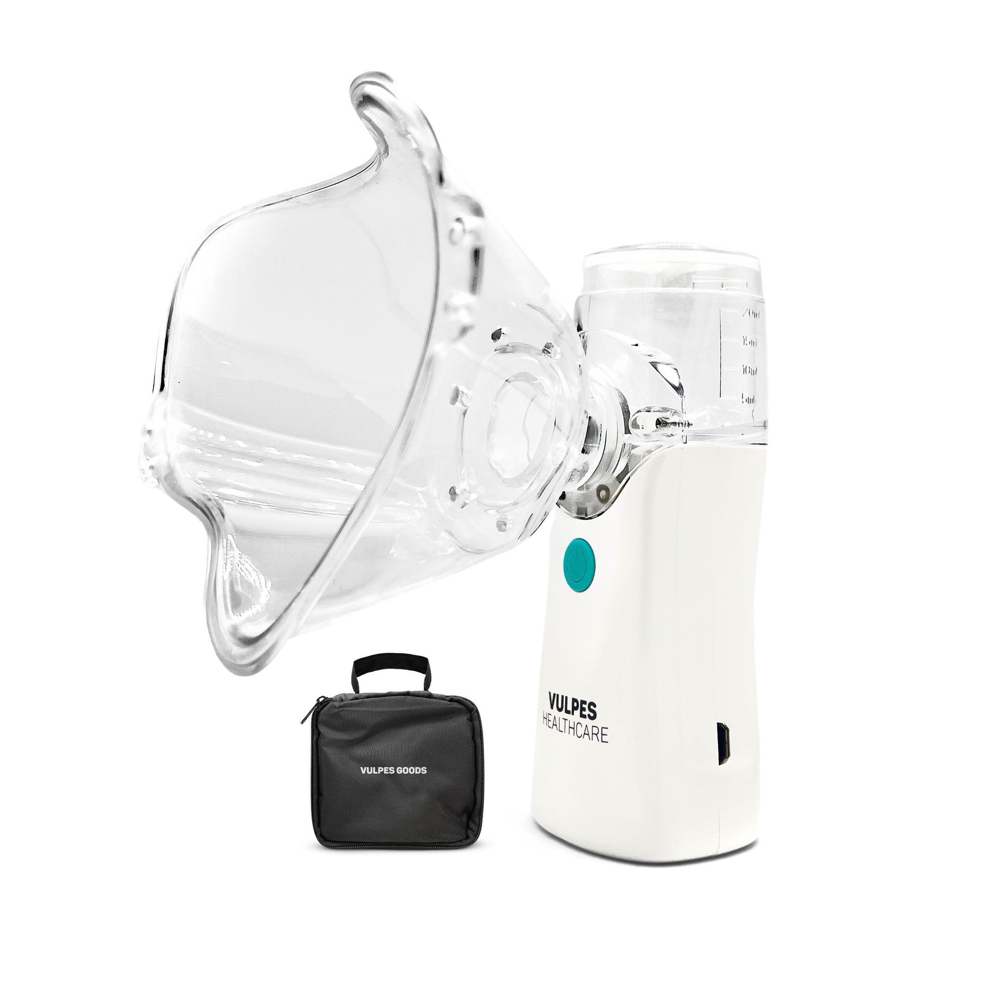 Vulpes Goods Tragbarer Inhalator-Vernebler, wiederaufladbarer leiser Vernebler, tragbare Mini-Inhalatoren, tragbarer Luftbefeuchter für Atemprobleme bei Kindern und Erwachsenen, Inkl. 3 Mundstücke und Reisetasche