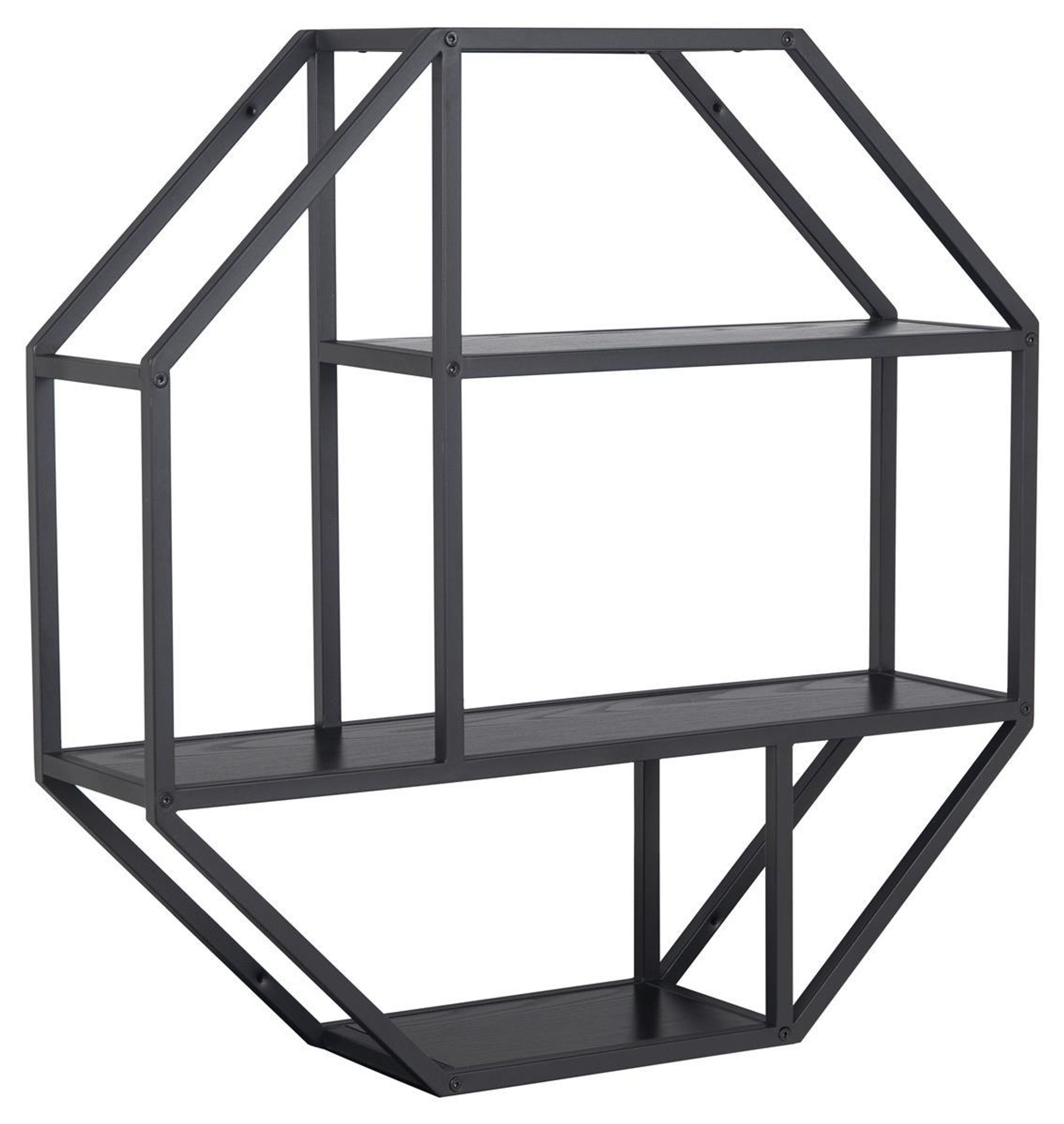 Carney VI – Hängeregal mit 3 Ablageflächen und achteckigem Design