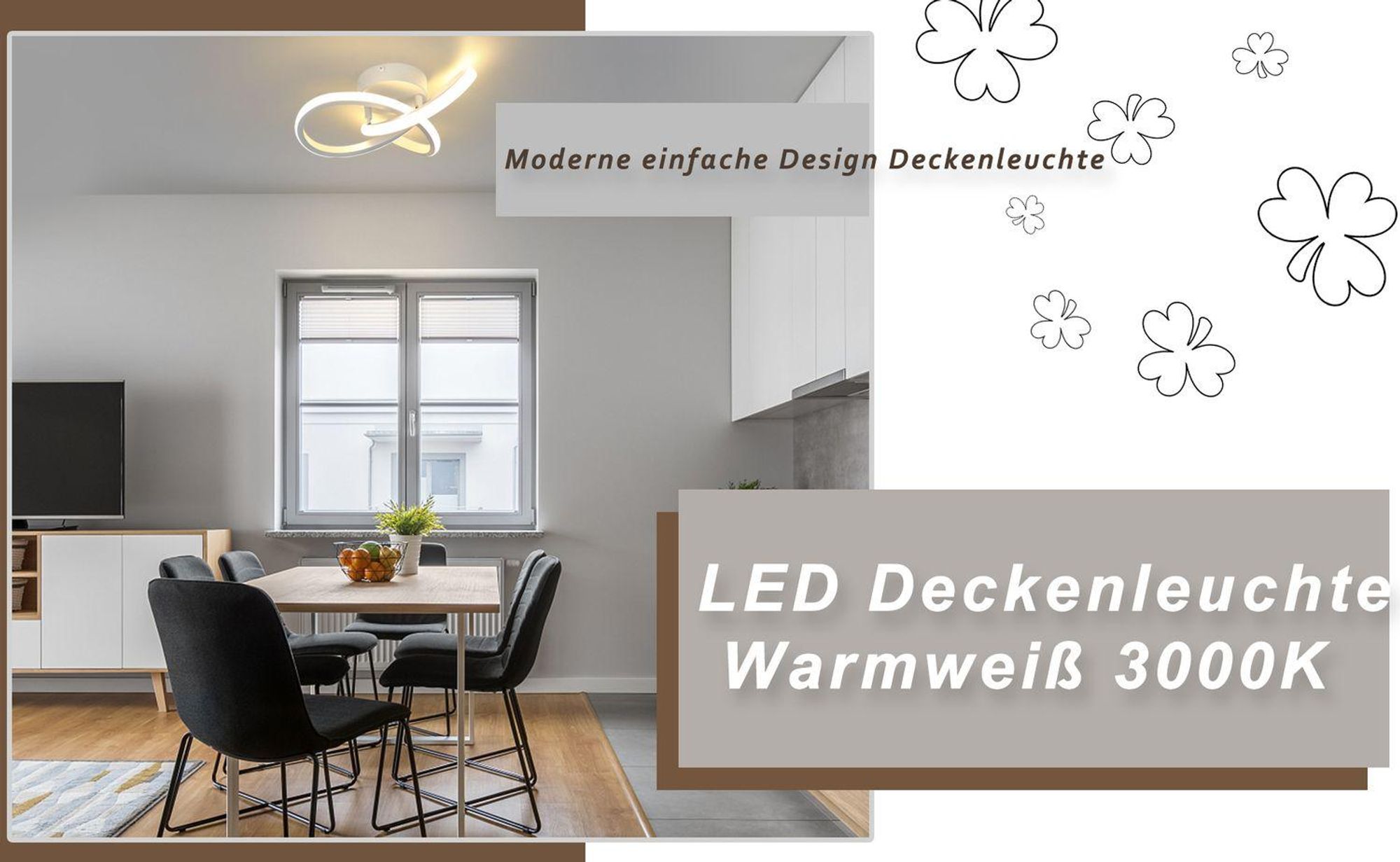ZMH LED plafoniera soggiorno bianco caldo plafoniera 25,5CM 17W moderno bianco geometria design lampada per camera da letto ingresso corridoio cucina