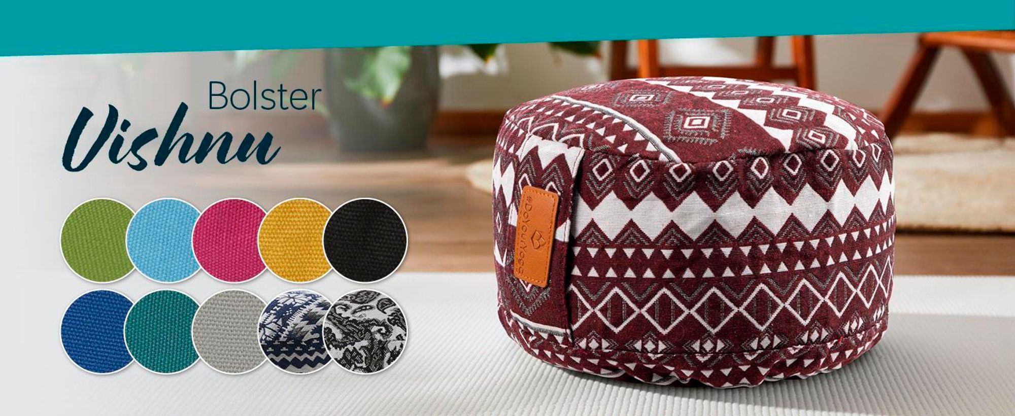#DoYourYoga Yoga-Bolster Paravati - gefüllt mit -Buchweizenschalen - 67x22x13cm - Dunkelgrün