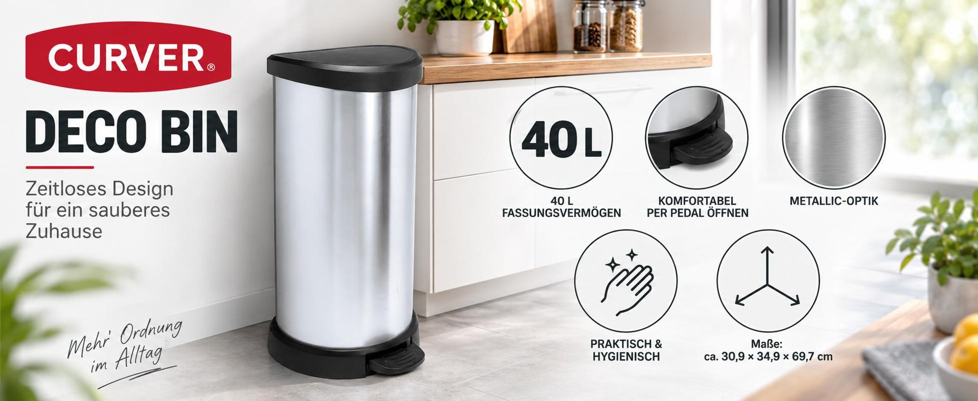Curver Deco Bins 3253922150002, 310 mm, 350 mm, 700 mm