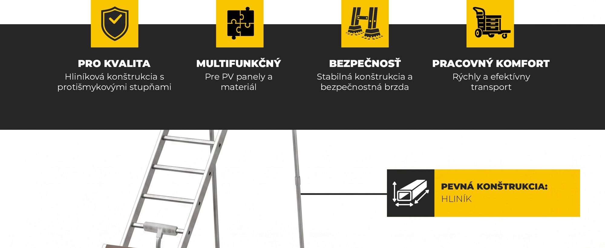 Drabest | Strešný zdvihák pre fotovoltaické systémy, hliník, 12,5 m, nosnosť 125 kg, elektrický navijak 230 V 1050 W, lano 12 m