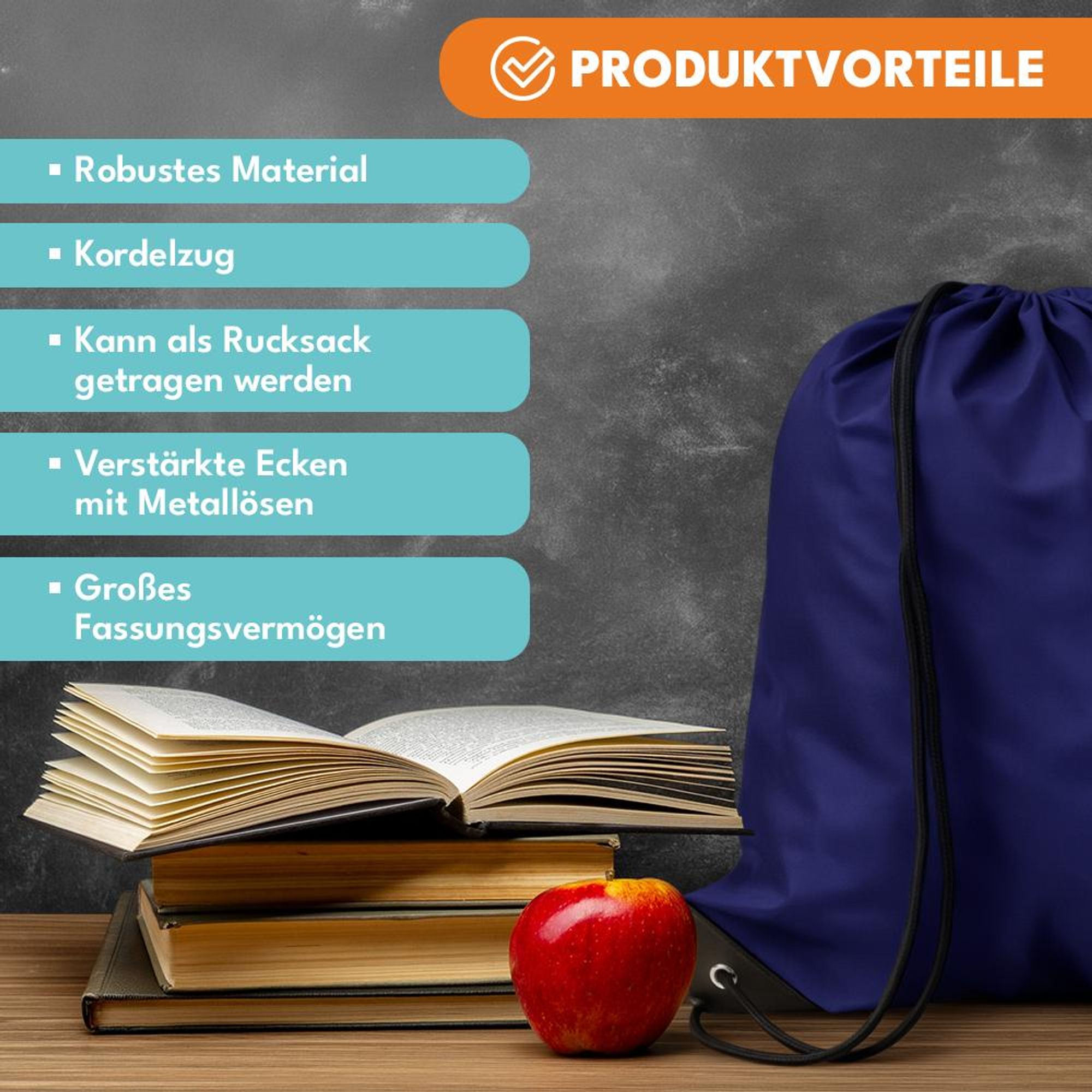 KRUMAD Schuhbeutel Reise mit Kordelzug, Leichter Stoffbeutel für Reise & Schule, Koffer Organizer für Schuhe, Sport & Urlaub, Dunkelblau 34 x 43,5 cm