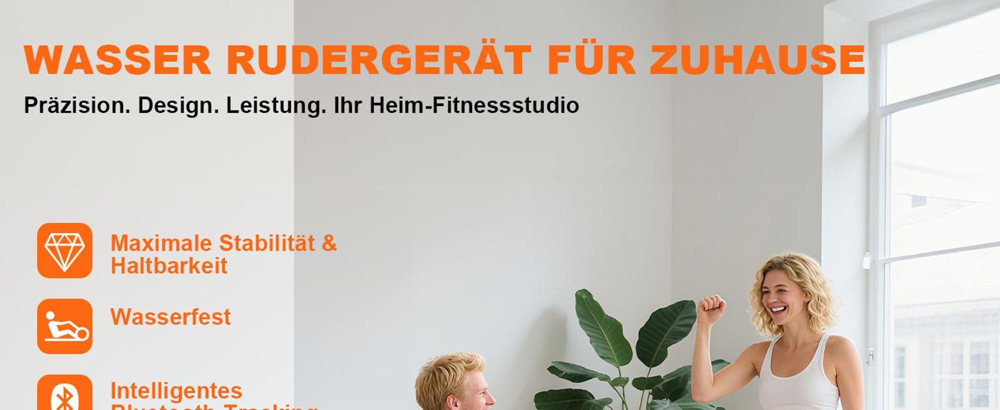 VOWVIT Heim-Rudermaschine klappbar, Bluetooth, verstellbare Tablet-Halterung, 98% vormontiert, Schwarz