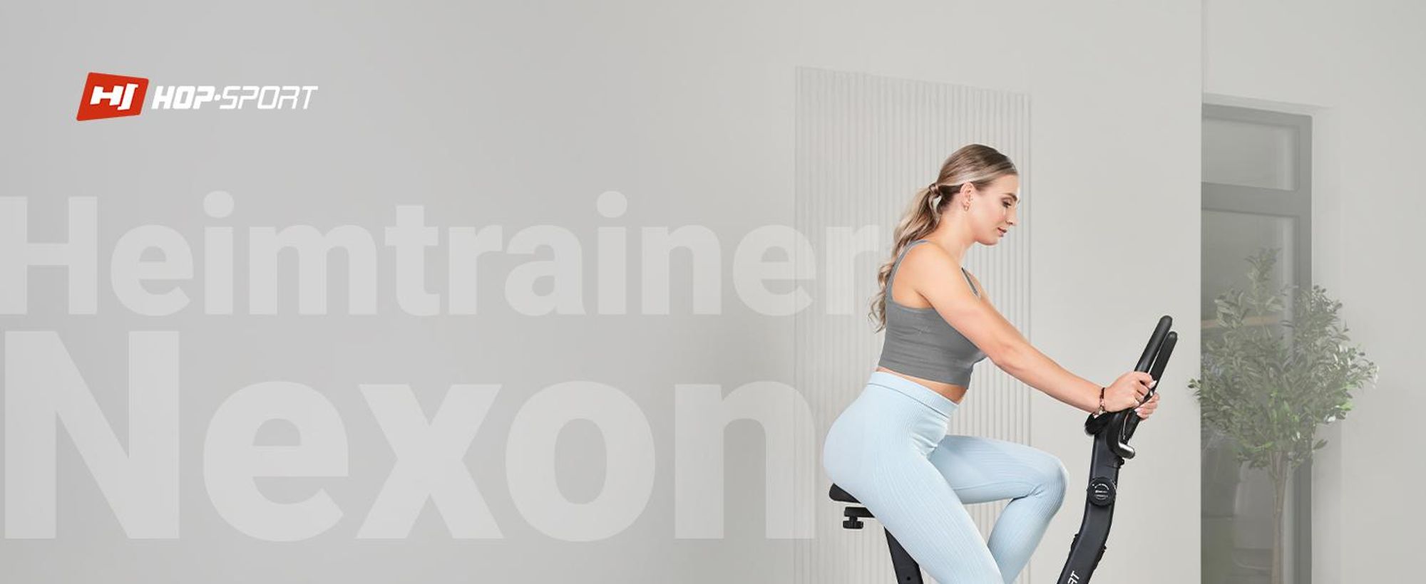 Hop-Sport Heimtrainer HS-3000H Hometrainer Fahrrad mit Magnetwiderstand, LCD-Display, Bluetooth & Kinomap, Pulsmessung, bis 120 kg belastbar, Grau