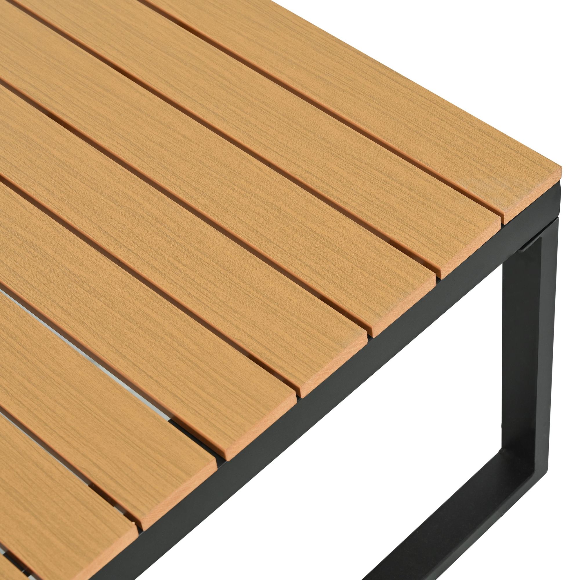 Flieks Gartenlounge-Set 5 Teilig, Balkonmöbelset mit Gartentisch für 6 Personen, Gartensofa mit Ecksofa & Stuhl, Couchtisch mit Kunststoffplatte, Grau