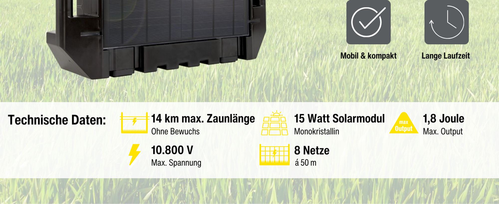horizont 12 V Solar Weidezaungerät - ranger ® AS1800SC