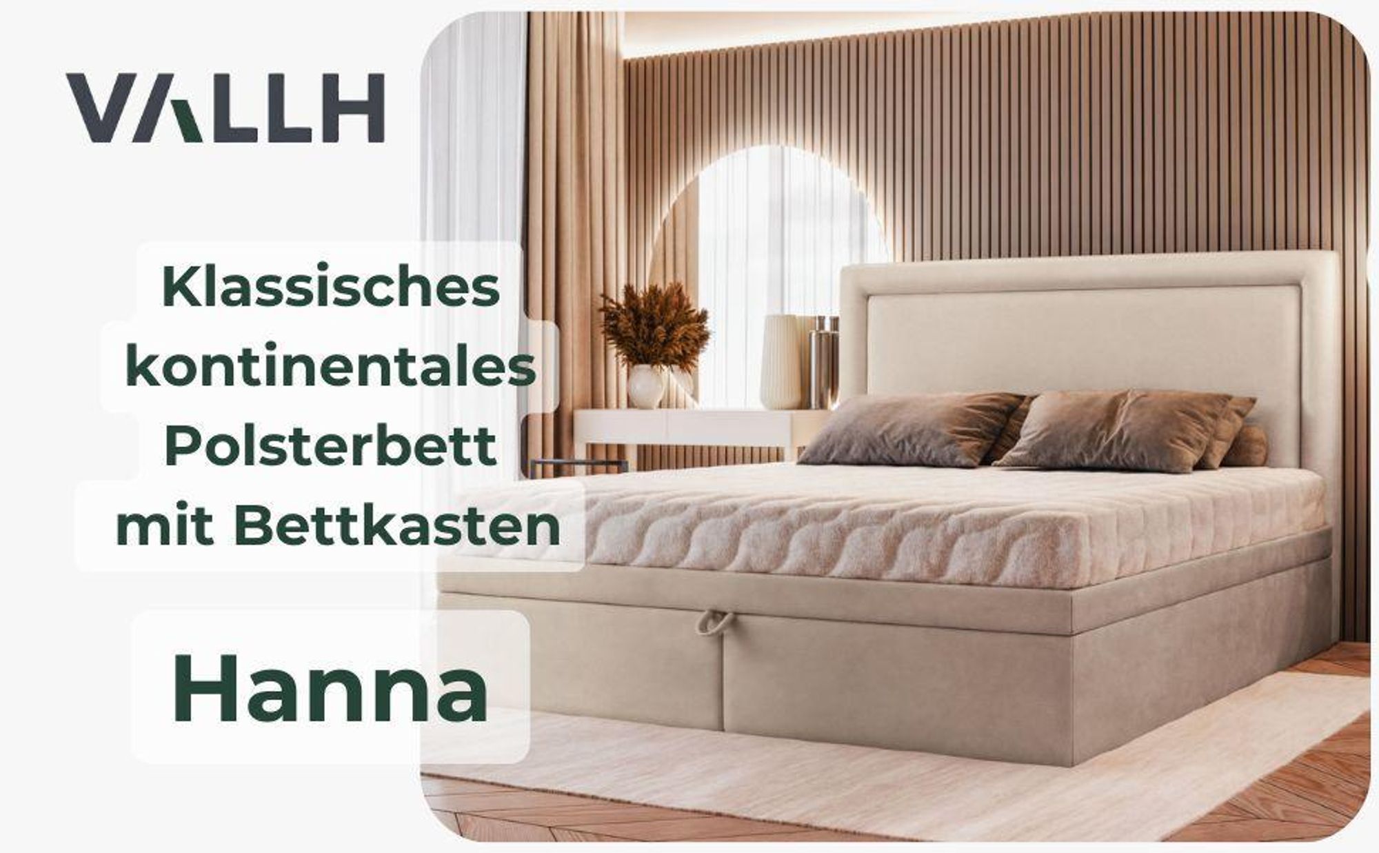 VALLH Polsterbett Bett 160x200 mit Matratze Beige Samt - Kontinentalbett mit lattenrost (Hanna Piano 03)