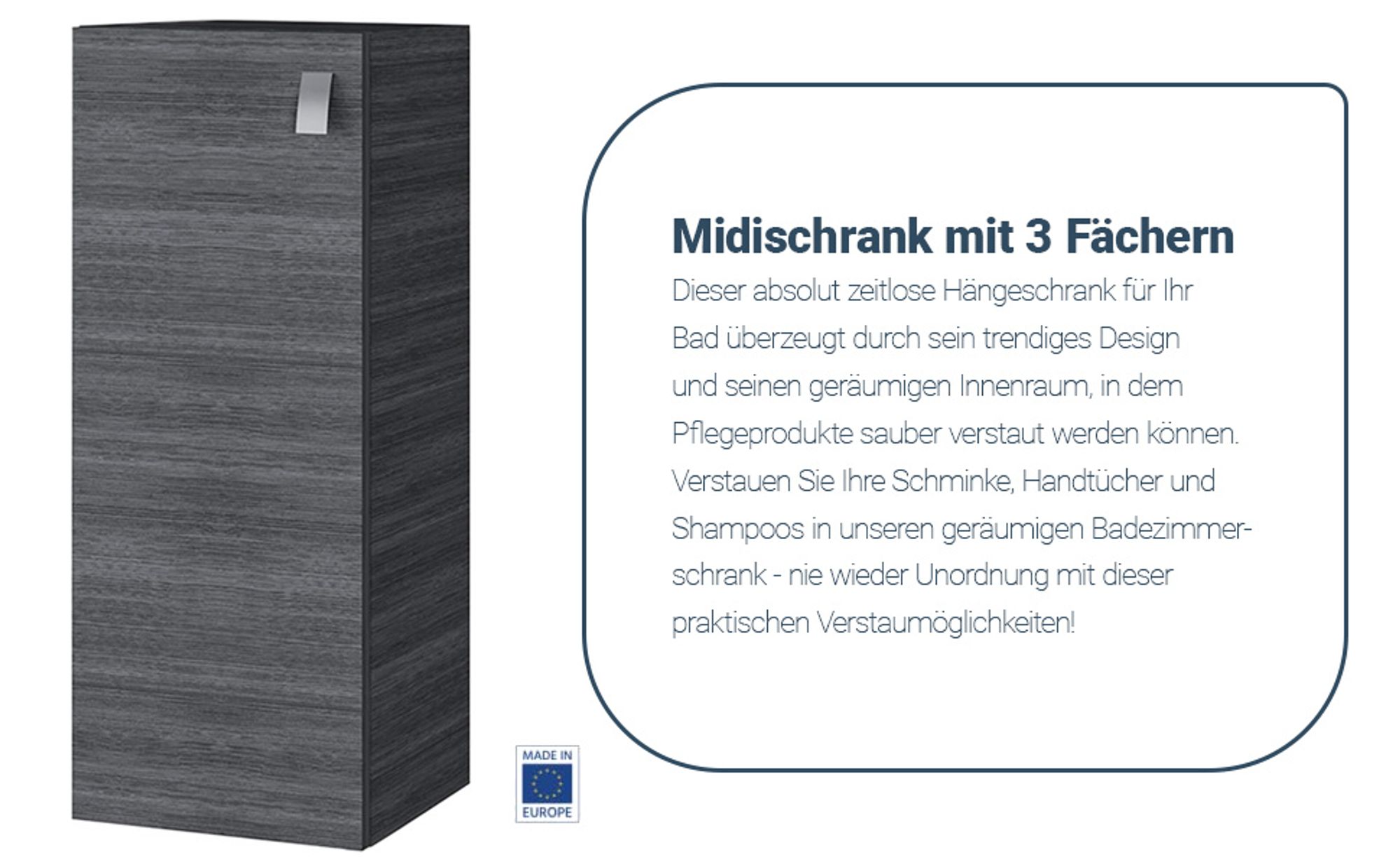 Planetmöbel Midischrank 32cm Anthrazit Badmöbel Gäste WC Seitenschrank