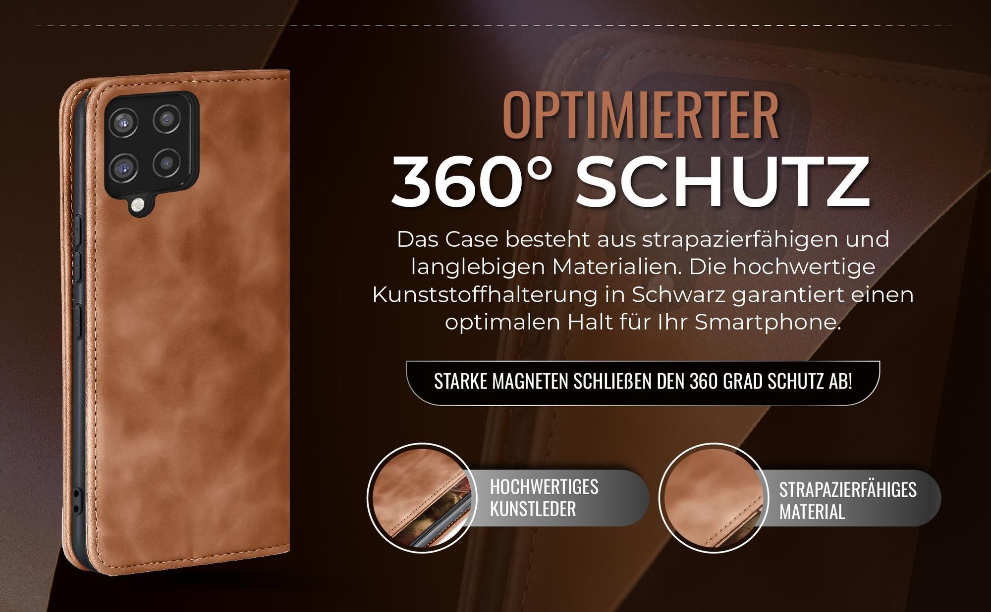 Hellbraune Handyhülle für Samsung Galaxy A42 mit 360 Grad Schutz