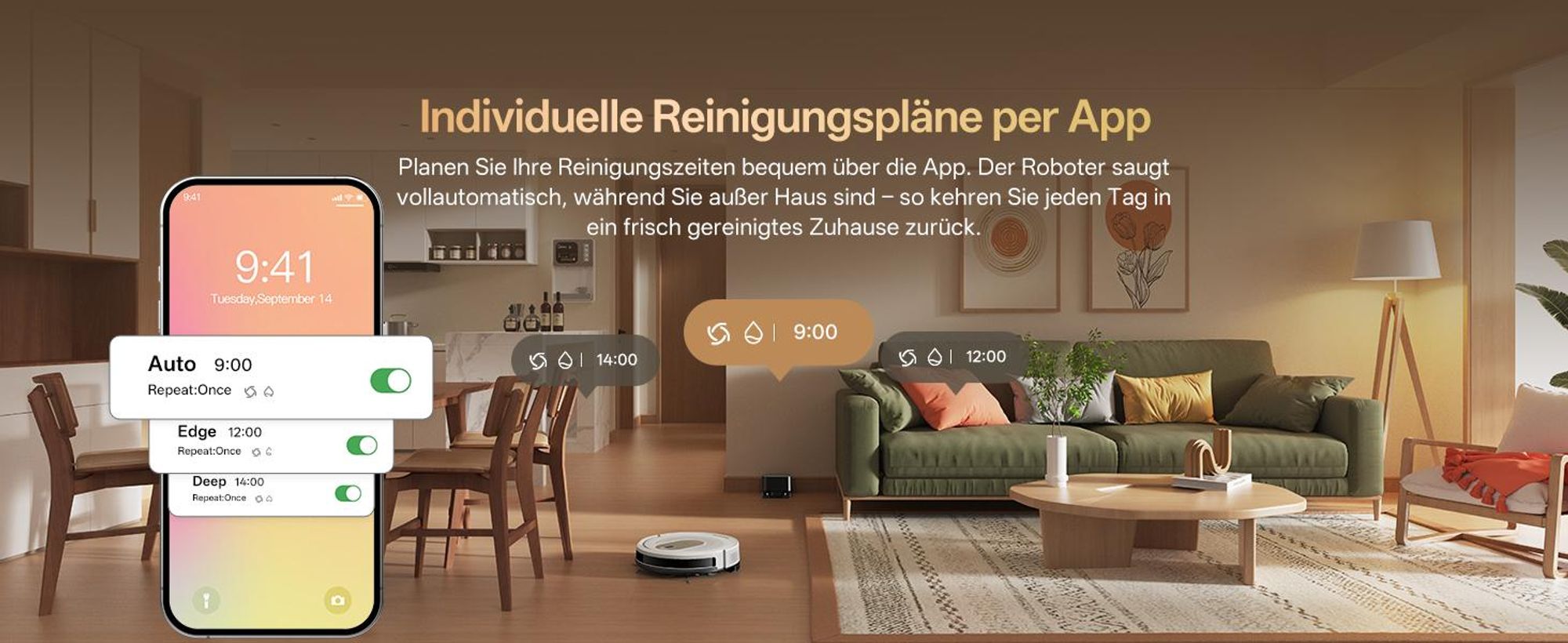 Nass-Trocken-Saugroboter Vactidy W8 Saugroboter mit wischfunktion,3-in-1,Smarte Gyro-Navigation