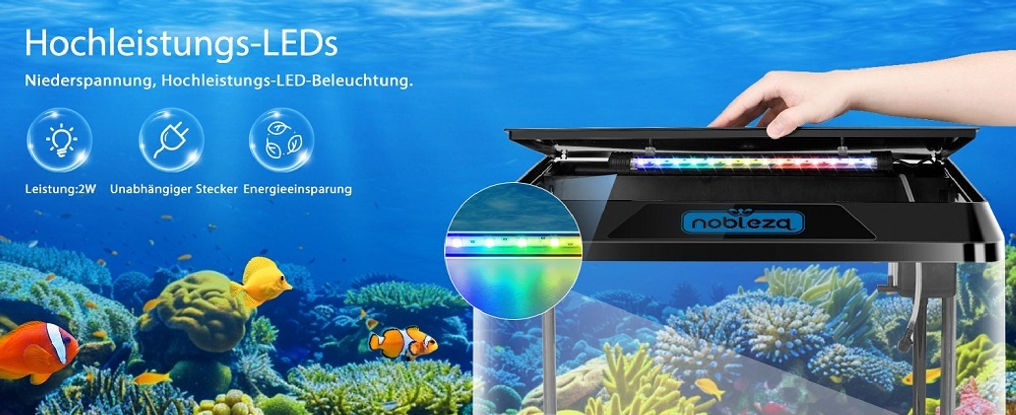 54L Mini Aquarium mit LED-Leuchten Filtersystem ,Weiß