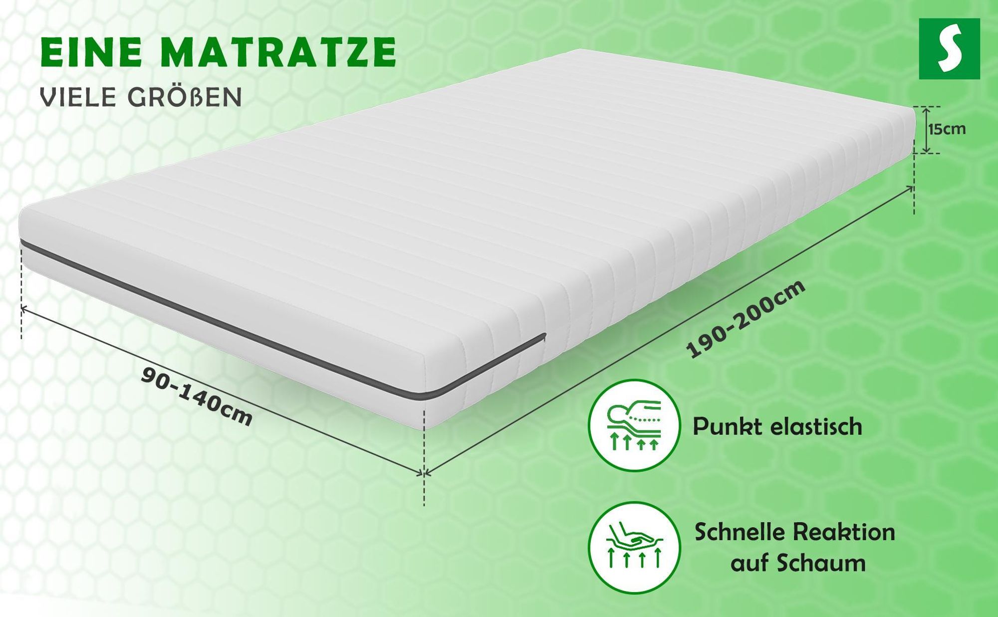 Qualitätsmatratze Germany, , Matratzenkern aus 7-Zonen Kaltschaum, Bezug aus 100% Polyester, langlebig und hautfreundlich, hohe Qualität für gesunden Schlaf