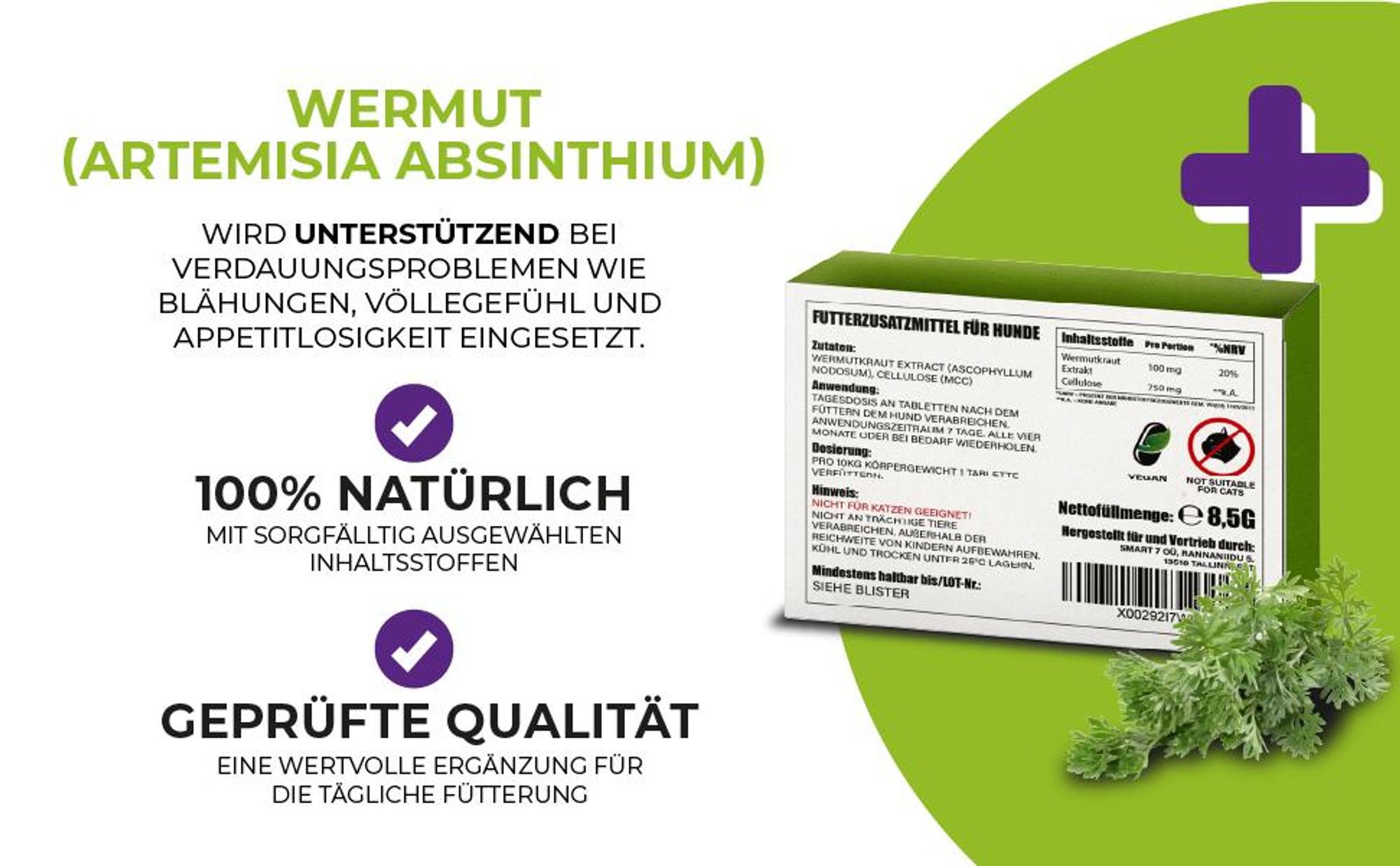 Saint Nutrition® Wurmixit - Wurmmittеl für Hunde – Wurmkur Hund – Wermut – natürlich -  Εntwurmen Hund – ohne künstliche Zusätze - nur für Hunde