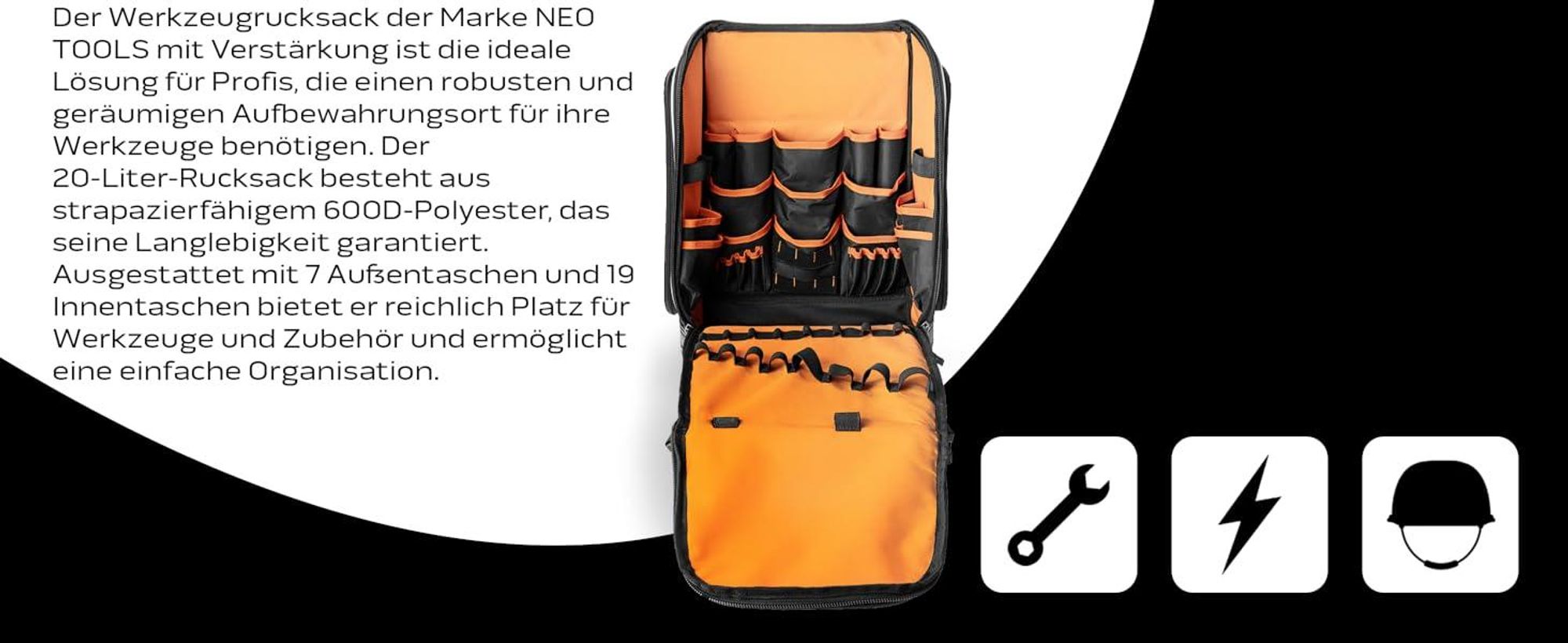 NEO TOOLS Werkzeugrucksack, verstärkt