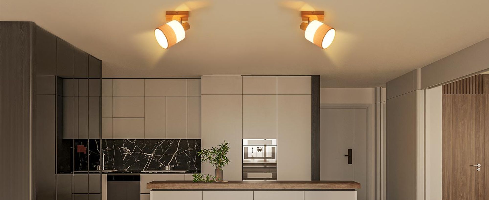 ZMH LED Deckenstrahler 1 Flammig Flurlampe,Deckenleuchte Holz ,Deckenlampe E14 Vintage ,Schwenkbar 350° Deckenspot ,Wandstrahler, Ohne Leuchtmittel