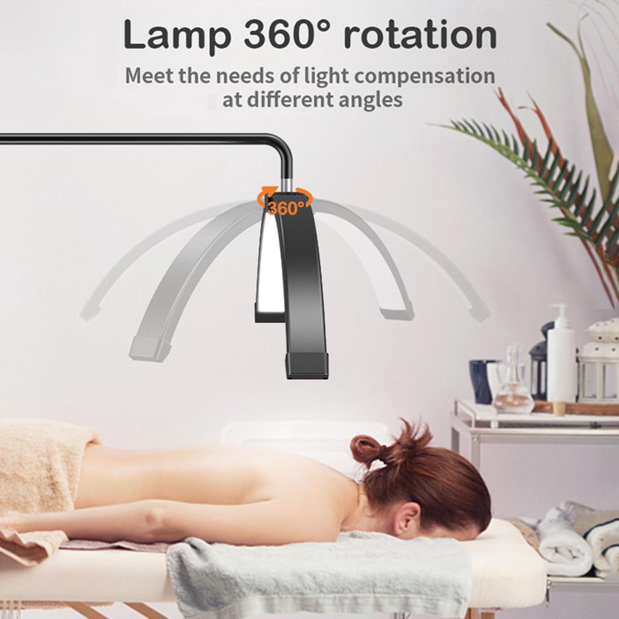 Andoer HD-M5X 36W Boden-LED-Videoleuchte Halbmondfoermiges Fuelllicht 3000K-6000K Dimmbar mit 180cm/ 70.9in Metalllichtstaender Telefonhalter Fernbedienung fuer Schoenheitssalon Make-up Live-Streaming Nachttischlicht