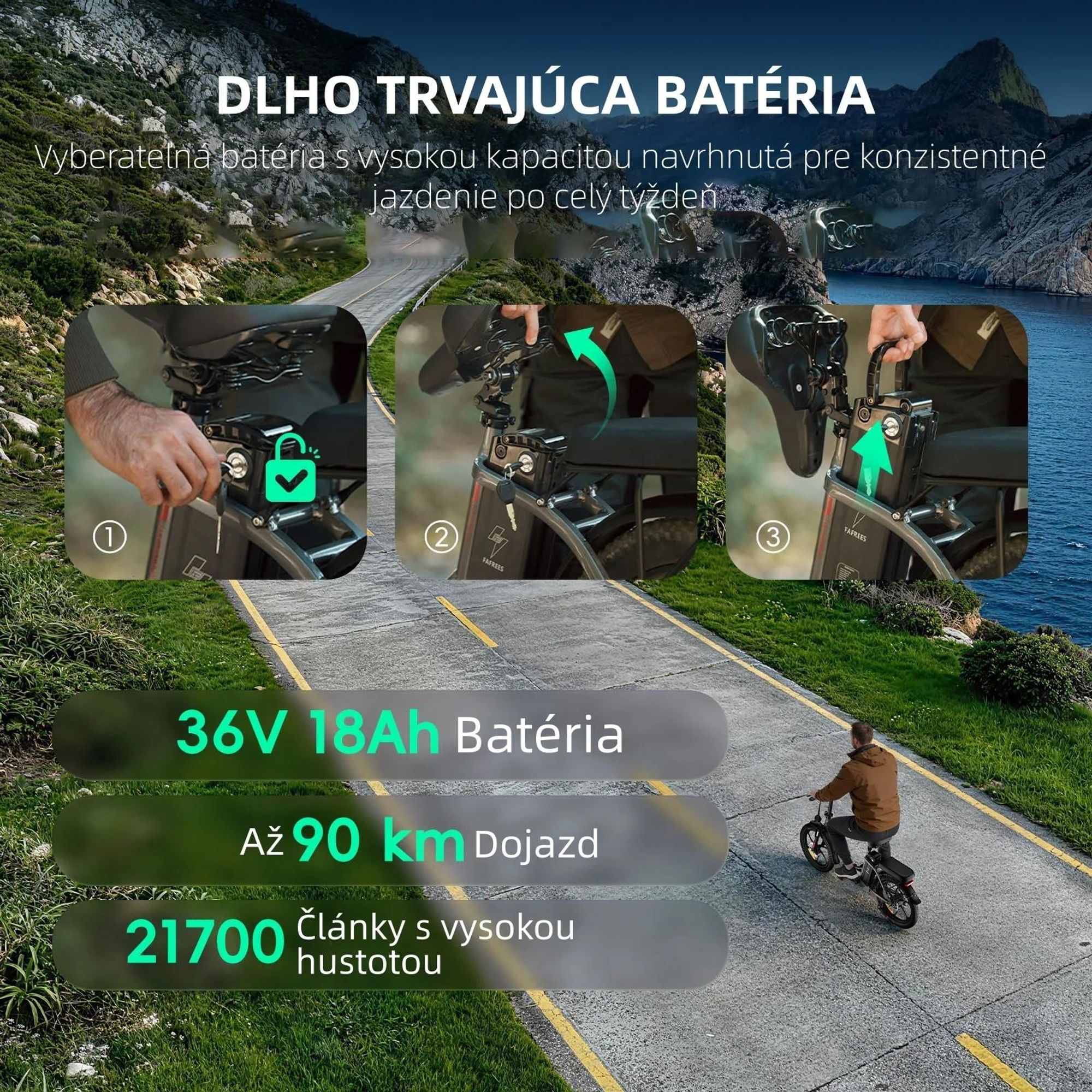 FAFREES F20 E-bike - Motor 250W, Batéria 36V18Ah, 20 Palcové Mechanická Kotúčová Brzda - Sivá