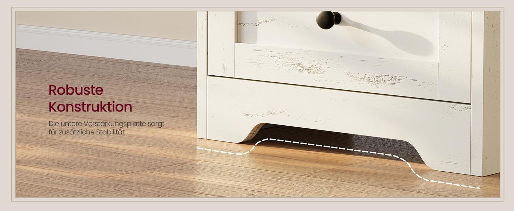 VASAGLE Nachttisch mit Steckdose und 3 Schubladen, 40 x 30 x 59 cm, Weiß und Braun