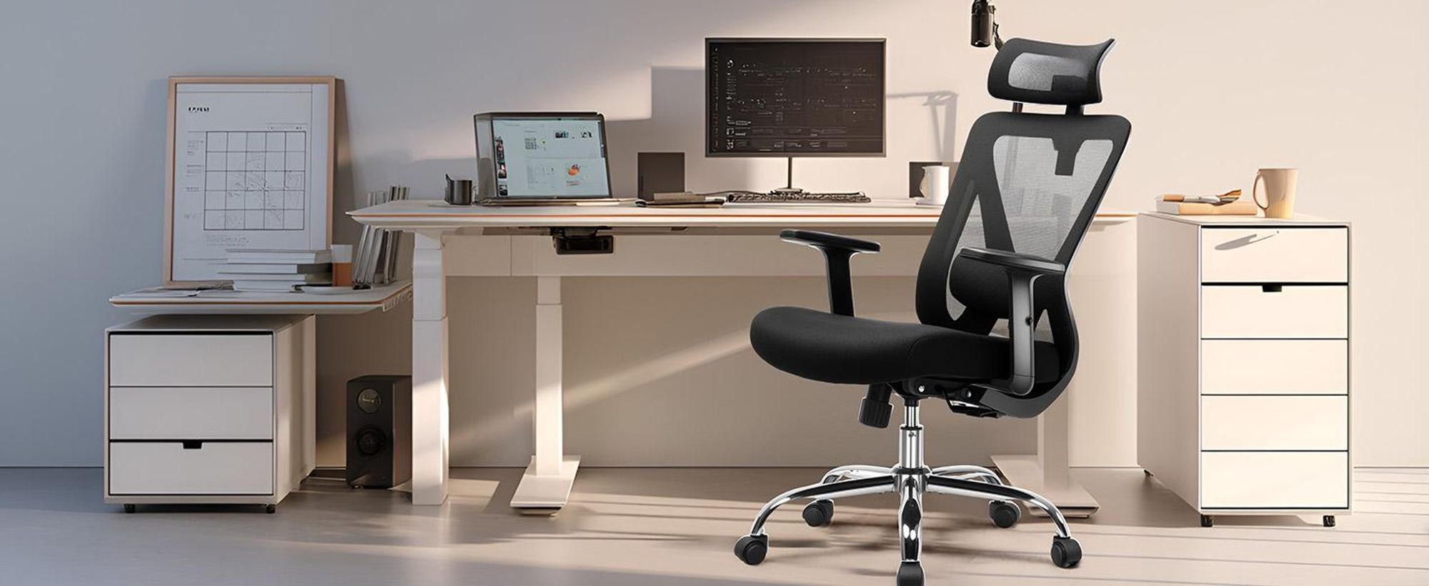 Sedia da ufficio COMHOMA sedia da scrivania ergonomica poltrona da dirigente con braccioli 3D, supporto lombare regolabile e poggiatesta, 150 kg, nero