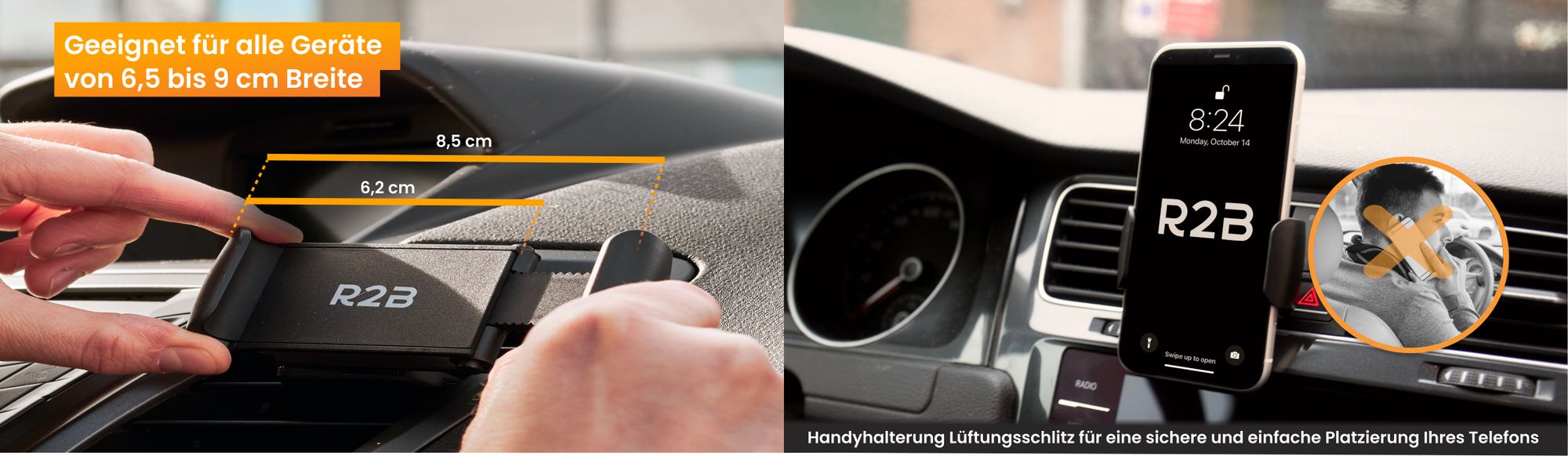 R2B Handy Halterung Auto Für lüftung - auto Handyhalterung, Universal auto handy halterung Lüftungschlitze, KFZ halterung lüftungsgitter